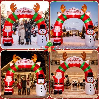 12 FT Long Christmas Inflatable Archway with Santa, Snowman and LED Lights for Outdoor Christmas Yard Decoration