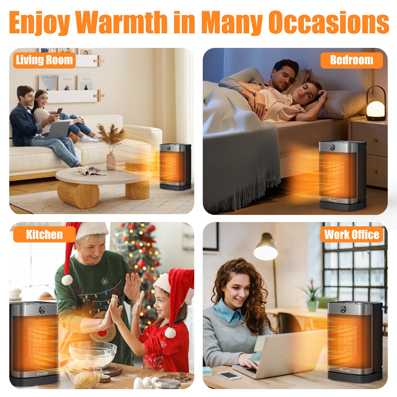 Space Heater Indoor Use, 1000W Electric Portable Heater with Thermostat, Remote, Timer, Overheat & Tip-Over Protection, Electric Heater for Large Room Office Bedroom