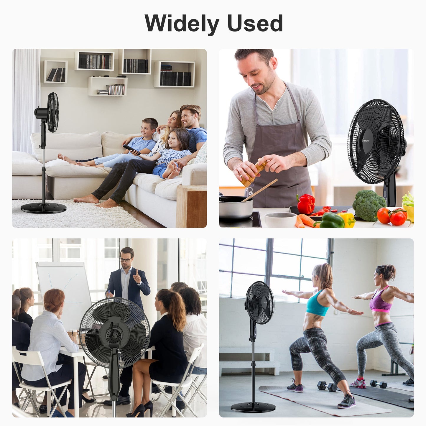 16'' Pedestal Oscillating Fan with Remote Control, Stand Up Fan Adjustable Height, 3-Speed, Electric Cooling Fans for Bedroom Home Office Use