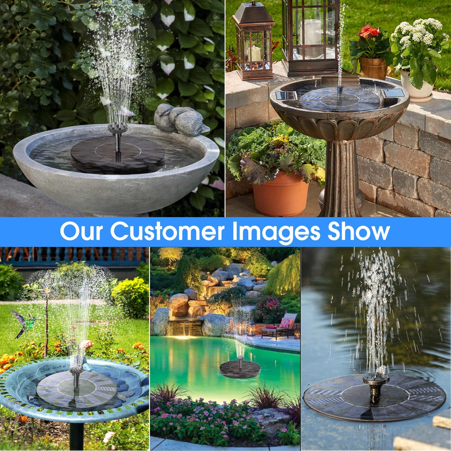 Qunler Solar Fountain, Floating Solar Powered Water Fountain Pump for Bird Bath, Garden, Pond, Pool, Outdoor