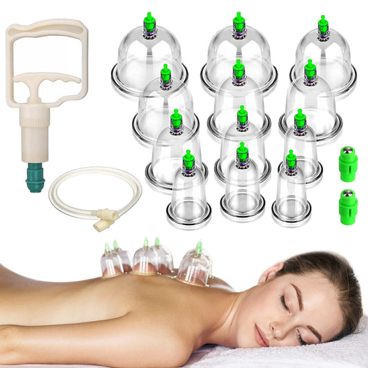 12 Cups Cupping Therapy Set, Biomagnetic Chinese Cupping Massage Cups for Tension Back Pain