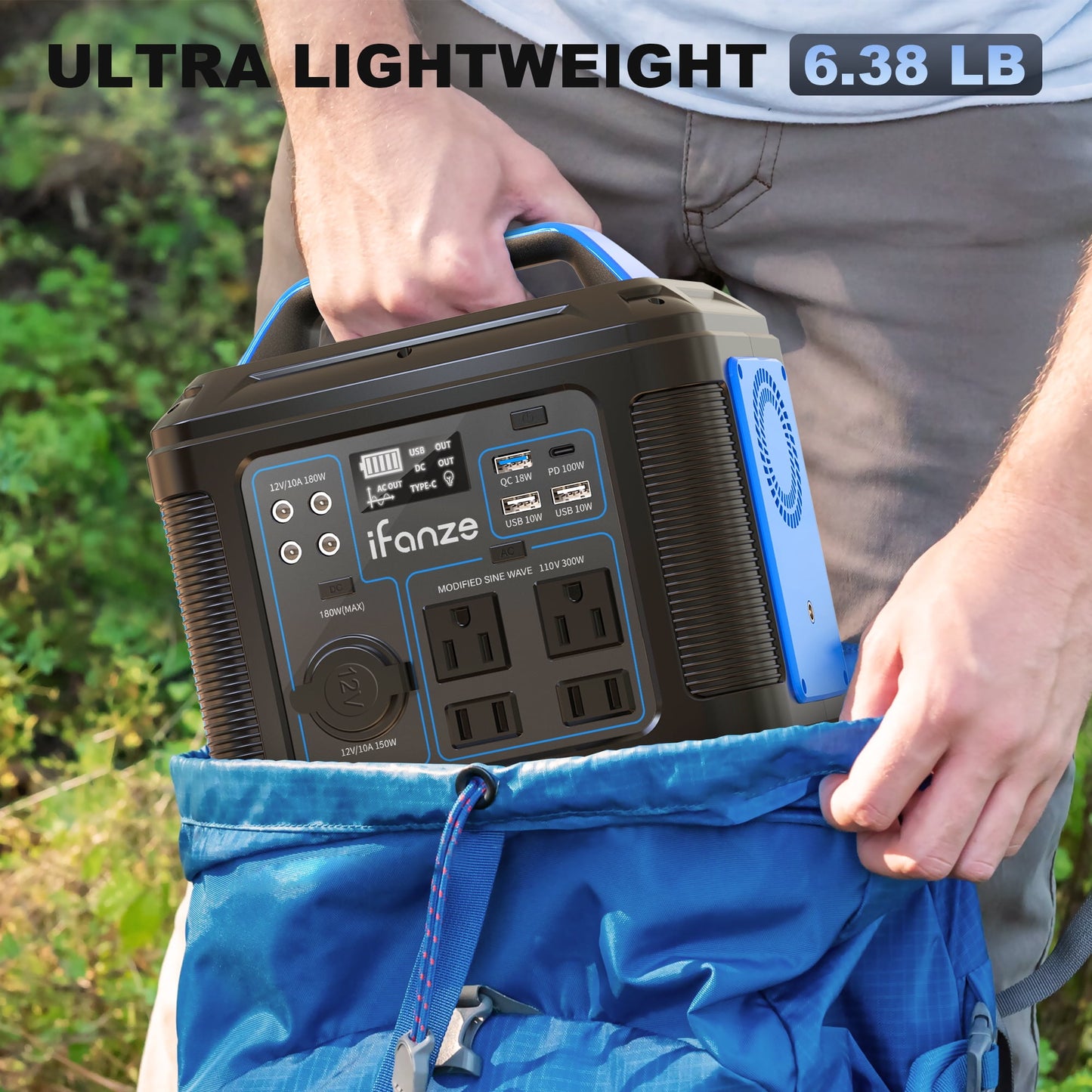 Portable Power Station 300W, 296Wh 80000mAh Lithium Battery Power Solar Generator with 100W USB-C PD Output, 110V AC Outlet for Outdoors Camping Travel Hunting Home Blackout