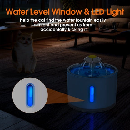 Qunler Cat Water Fountain, 80oz Automatic Pet Drinking Fountain with Stainless Steel Bowl, Ultra-Quiet Circulating Filter System with LED Light for Cats