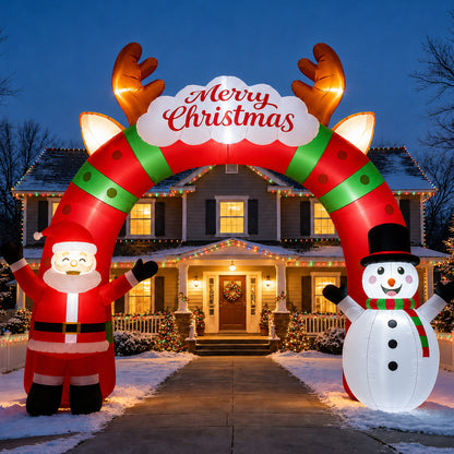 12 FT Long Christmas Inflatable Archway with Santa, Snowman and LED Lights for Outdoor Christmas Yard Decoration