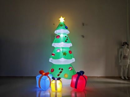 10 FT Inflatable Christmas Tree Blow-up Xmas Tree Decoration with LED Lights Star Treetop & Colorful Candy for Xmas Holiday Party Indoor Garden Patio