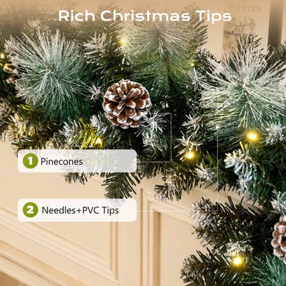 2 Pack 9ft Pre-Lit Christmas Garland with 100 LED Lights w/ 8 Modes & Timer for Outdoor Indoor Xmas Decoration Fireplace Mantle Stairs Doorway Railings Decor, Battery Operated