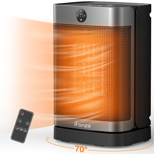 Space Heater Indoor Use, 1000W Electric Portable Heater with Thermostat, Remote, Timer, Overheat & Tip-Over Protection, Electric Heater for Large Room Office Bedroom