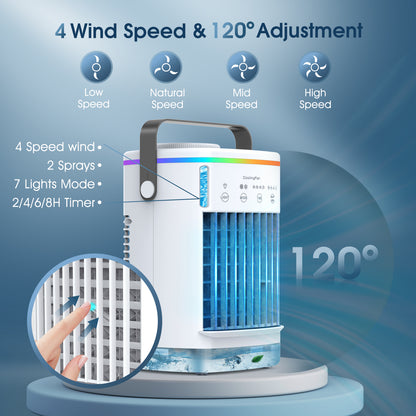Oscillating Air Conditioner Fan, Beenate Retro Table Fan with 2 Wind Speeds Personal Air Conditioner Humidification Tower Fan