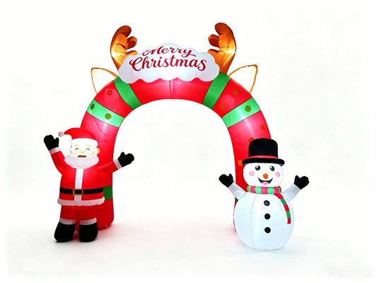 10ft Lighted Christmas Inflatable Archway Arch with Santa Claus and Snowman Cute Indoor Outdoor Garden Yard Party LED Lights Prop Decoration