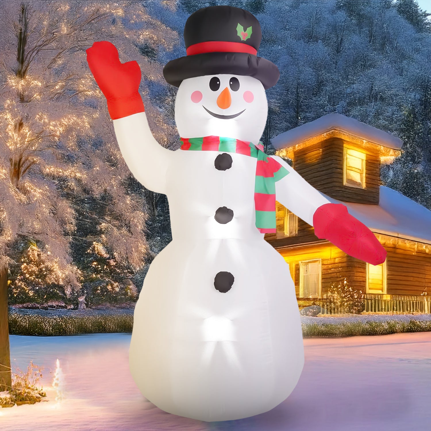 8ft Snowman Christmas Inflatables, Blow up with LED Lights Built-in fo ...