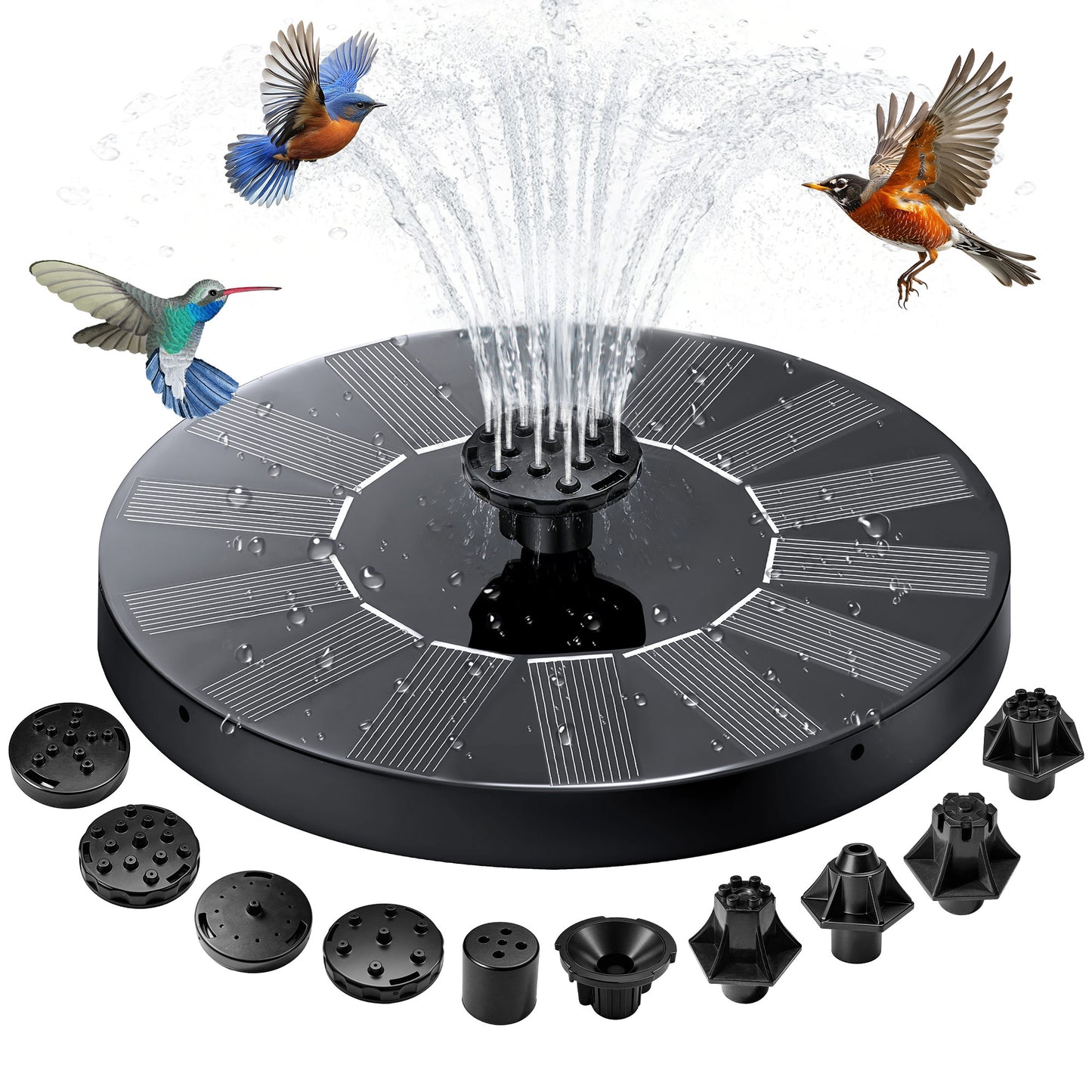 Qunler Solar Fountain, Floating Solar Powered Water Fountain Pump for Bird Bath, Garden, Pond, Pool, Outdoor