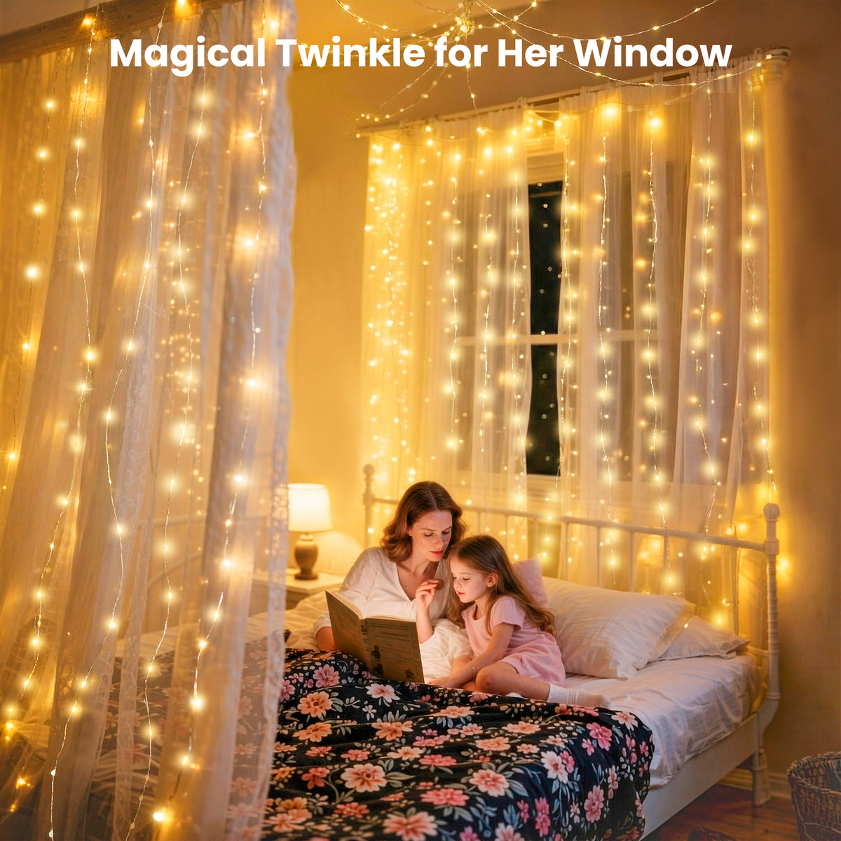 9.9x9.9ft Window Curtain String Light, 300 Waterproof LED Twinkle Lights, 8 Modes Fairy Lights USB Remote Control Lights for Christmas Bedroom Party Wedding Home Garden Wall Decorations