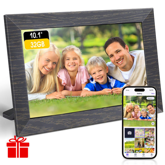 10.1 inch Wifi Digital Picture Frame, 32GB Posrue Smart Digital Photo Frame with Wifi Share Photo Video via App, Mico SD, Wall-Mountable, Auto-Rotate, Christmas Gift