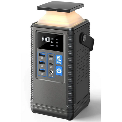 80000mAh Portable Power Station, 296Wh Lithium Battery Solar Generator 100W USB-C PD Output with Retractable Lighting, Power Bank Home Backup for Outdoor Travel, Camping, Home Blackout