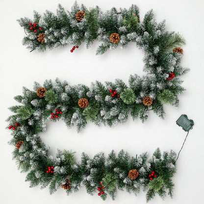 2 Pack - Qunler Pre-Lit Christmas Garland with Lights & Timer for Fireplace Mantel Indoor Outdoor Christmas Decoration, Green