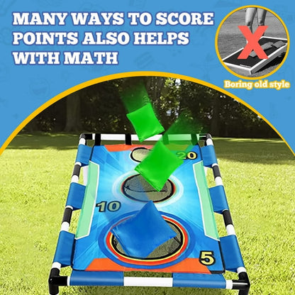 Cornhole Game, Collapsible Bean Bag Toss Game, Portable 3 Holes Cornhole Beanbags Set, Interactive Indoor/Outdoor Game for Toddler, Kids
