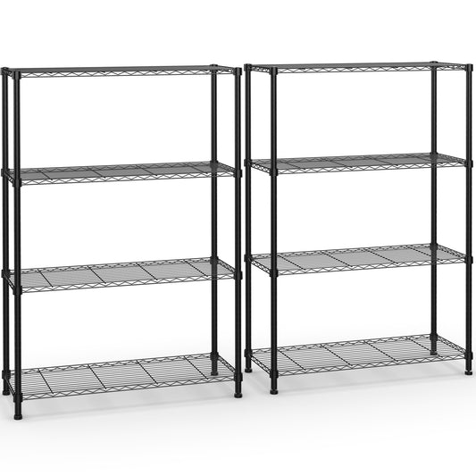 Qunler 2 Pack 4-Tier Storage Shelf Unit 54"H x 36"W x 14"D, Garage NSF Wire Shelving Steel Storage Shelves Heavy Duty Height Adjustable for 600lbs Capacity, Black