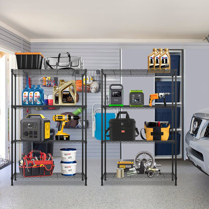 Qunler 2 Pack 4-Tier Storage Shelf Unit 54"H x 36"W x 14"D, Garage NSF Wire Shelving Steel Storage Shelves Heavy Duty Height Adjustable for 600lbs Capacity, Black