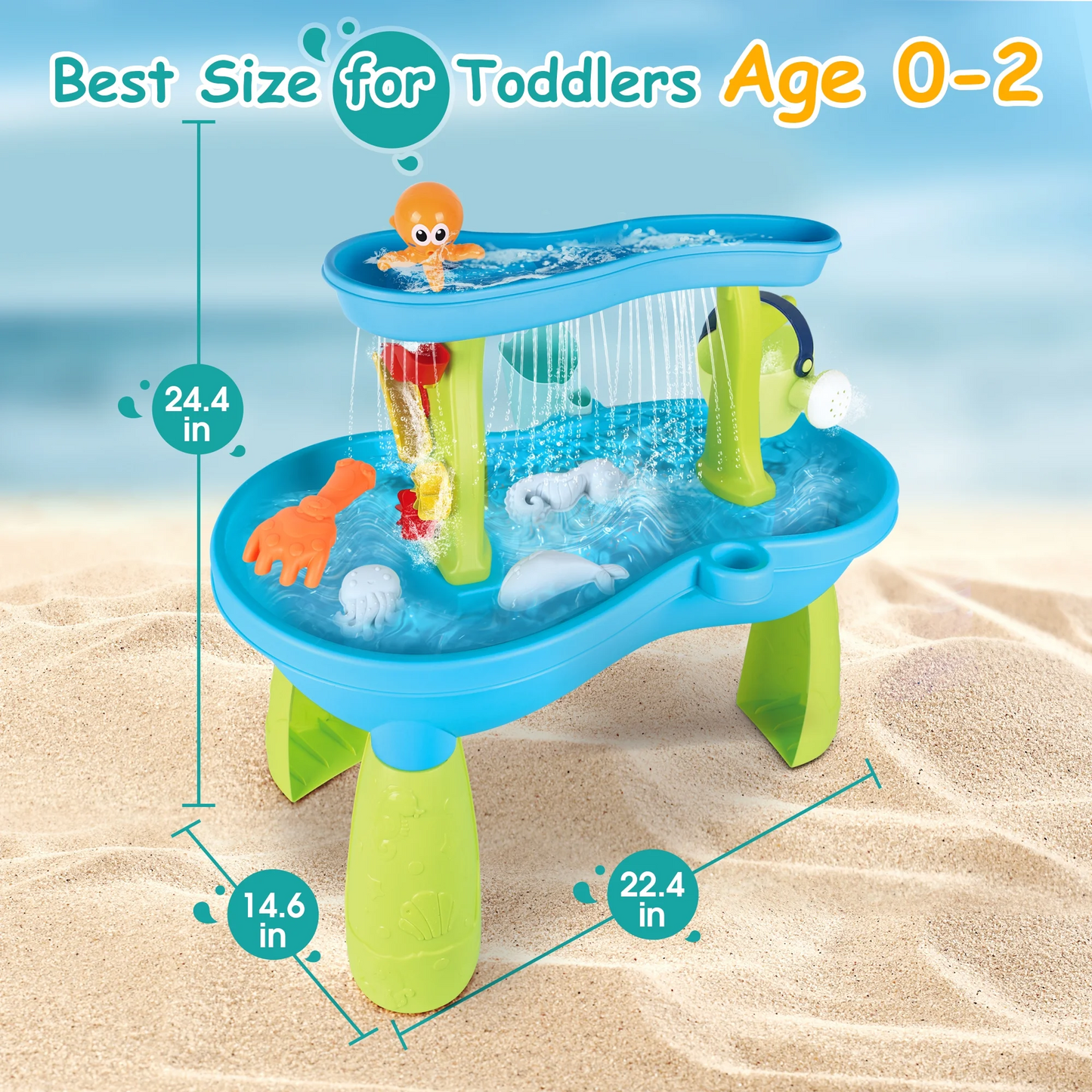 Sand and Water Table for Toddlers, Summer Outside Toys with 19PCS Accessory Set for Kids Boy Girls