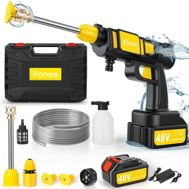 Cordless Pressure Washer, 48V 900PSI Power Washer with 6-in-1 Nozzles Portable 2 More Nozzles 16.4FT Water Pipe Power Cleaner for Patio Cleaning Car Washing