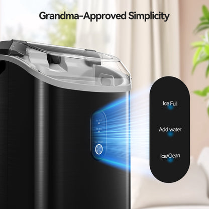 Countertop Nugget Ice Maker, Qunler 33lbs per Day Portable Pebble Ice Machine with Soft Chewable Pellet for Home Use, Stainless Steel