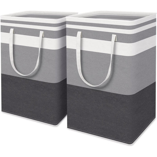2Pack Large Laundry Hamper, iFanze Collapsible Laundry Basket Waterproof Freestanding Clothing Hamper with Handles for Toys Dorm Bedroom Laundry Room Bathroom College Family Closet,75L