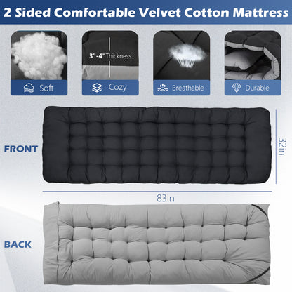 XXXL Folding Camping Cots for Adults, Oversized 83"* 32" Portable Guest Bed with 4 Inch Double-Sided Mattress, 800lbs Loading Sleeping Cot with Carry Bags for Hiking Home Office, Black