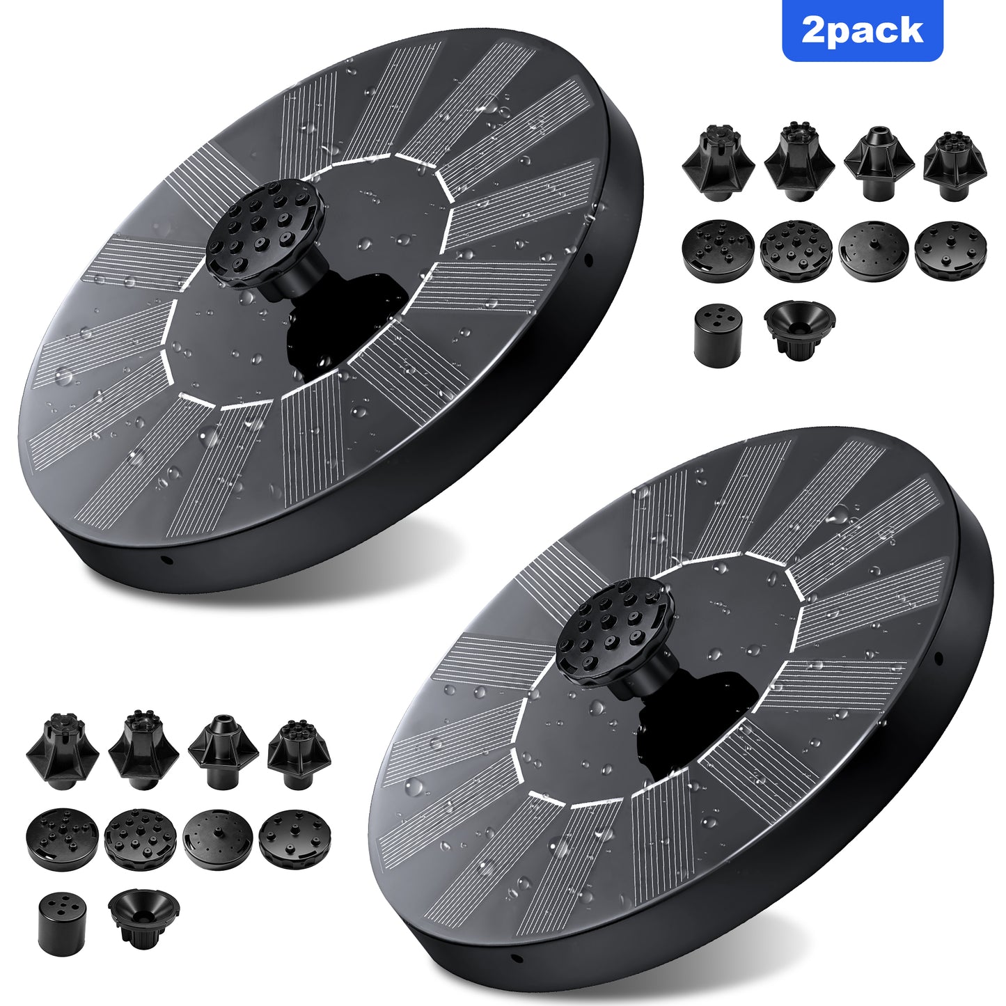 2 Pack Solar Fountain, Floating Solar Bird Bath Water Fountain Pump for Bird Bath, Garden, Small Pond, Pool, Fish Tank, Swimming Pool, Outdoor