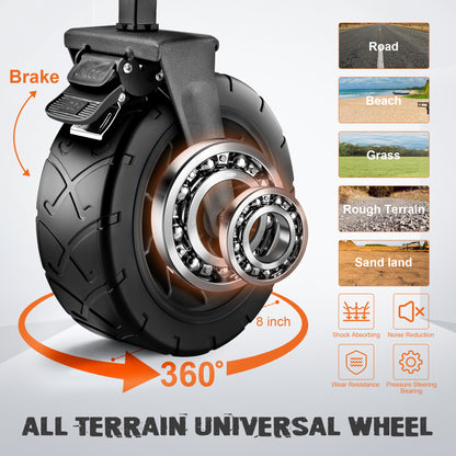 Collapsible Folding Wagon, 560LBS Large Heavy Duty Utility Garden Cart with All-Terrain Wheels and Adjustable Handles for Shopping Camping Sports Outdoor Beach, Black