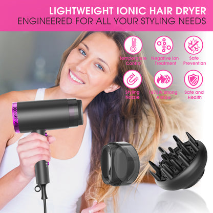 2000W Hair Dryer,Professional Ionic Hair Blow Dryers with 3 Heat Settings,2 Speed, Cool Settings,Fast Drying Blow Dryer for Home,Travel,Salon and Hotel