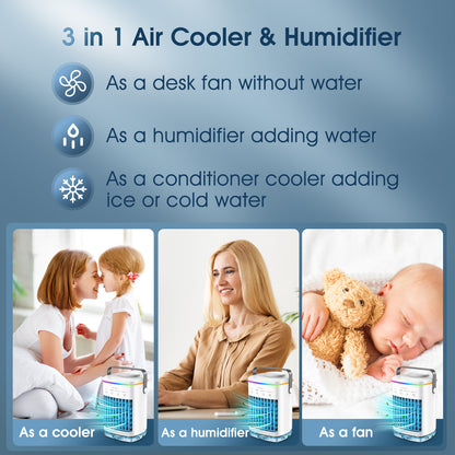 Oscillating Air Conditioner Fan, Beenate Retro Table Fan with 2 Wind Speeds Personal Air Conditioner Humidification Tower Fan