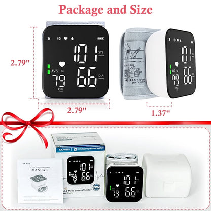 Qunler Rechargeable Wrist Blood Pressure Monitor, Portable Automatic BP Machine with Voice Broadcast and Large LCD Display, White