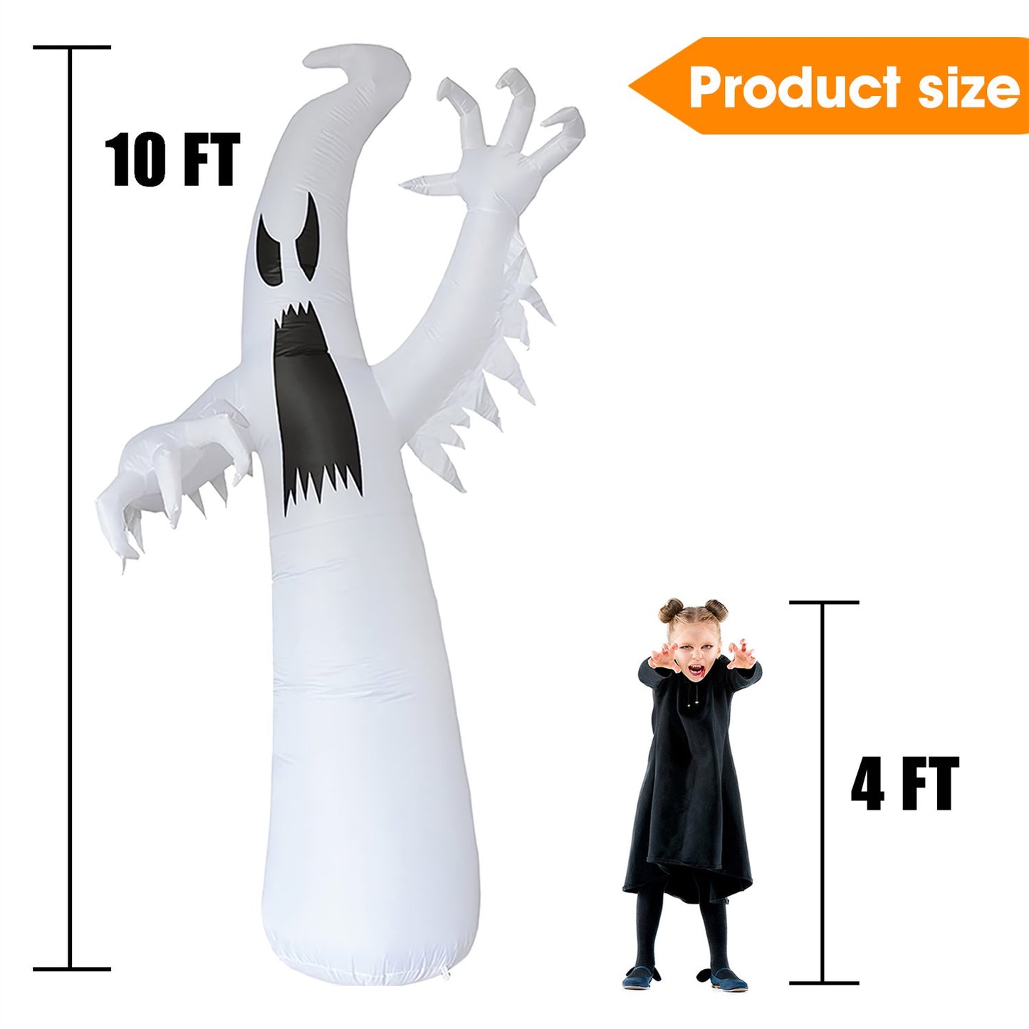 6ft Halloween Inflatables Outdoor Decorations, Bulldog with Pumpkin and Ghost Skull Halloween Blow up Yard Decorations