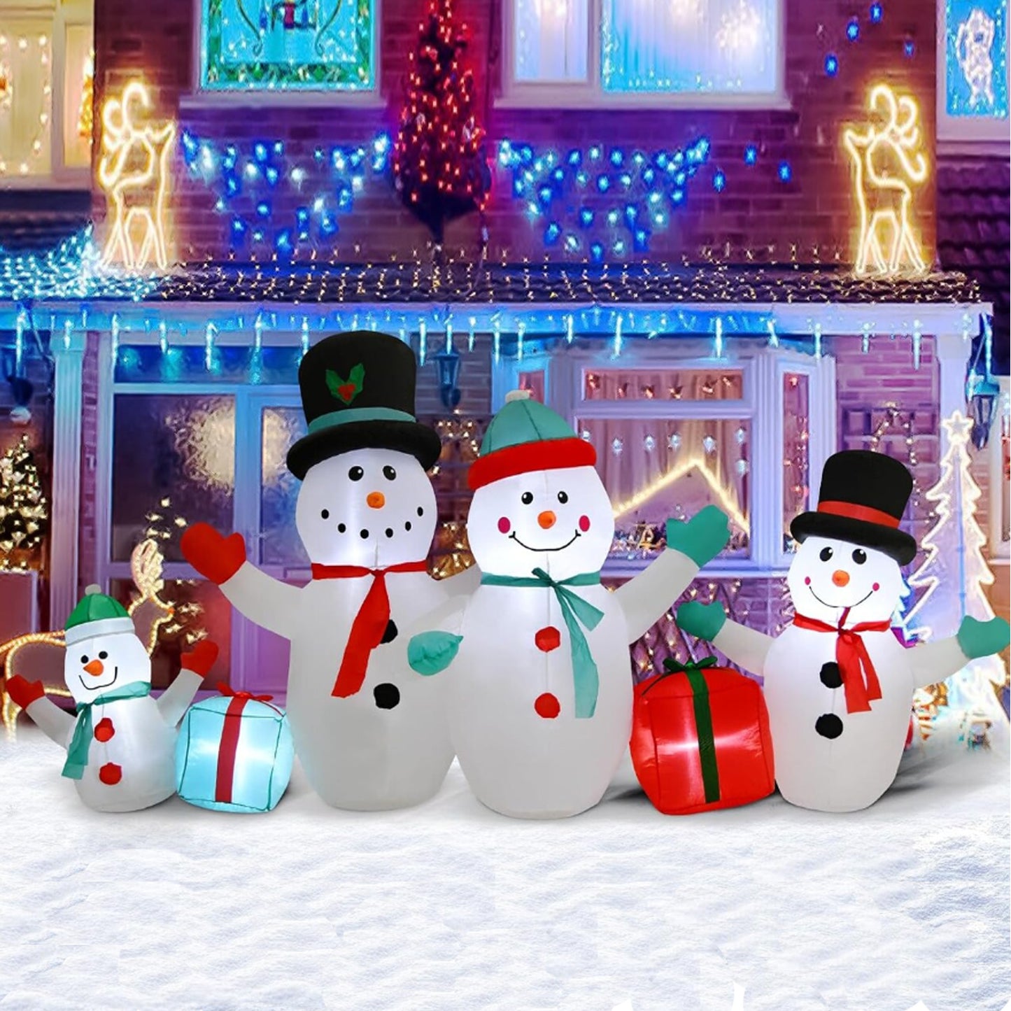 8FT Snowman Family Christmas Inflatables Outdoor Decoration