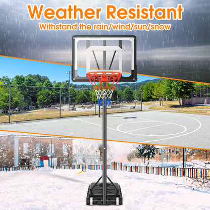 Qunler Basketball Hoop with 5-8ft Adjustable Height for Kids Teenagers Youth Junior, 33'' Portable Basketball Hoop with Stand & Backboard Wheels for Basketball Goals Indoor Outdoor Play