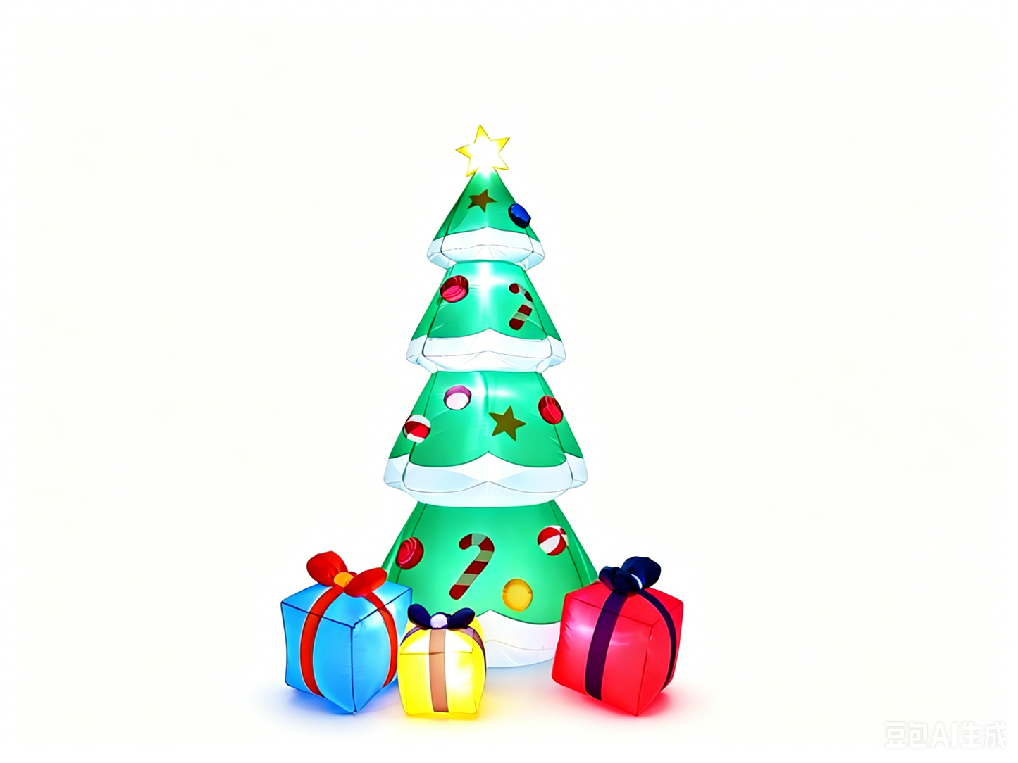 10 FT Inflatable Christmas Tree Blow-up Xmas Tree Decoration with LED Lights Star Treetop & Colorful Candy for Xmas Holiday Party Indoor Garden Patio