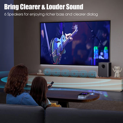 Sound Bar for TV, HDMI Optical AUX Coaxial USB Wired & Wireless Connection Bluetooth Soundbar, Smart TV Sound Bar with Built-in Subwoofers, Remote Control, Gray
