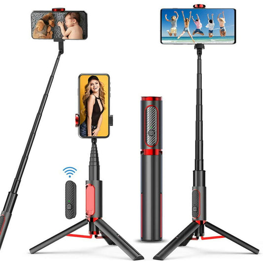 Selfie Stick Tripod, All in One Extendable Tripod Stand with Detachable Bluetooth Remote, Lightweight Aluminum Selfie Stick for iPhone 11/XS MAX/X/8/8 Plus, Galaxy S10/S9/S9 Plus, Huawei and More