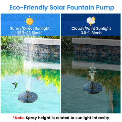 Solar Fountain, Floating Solar Bird Bath Water Fountain Pump with 6 Nozzles for Bird Bath, Garden, Small Pond, Pool, Fish Tank, Swimming Pool, Outdoor
