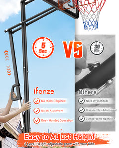 Portable Basketball Hoop Goal 4.75ft-10ft Adjustable, Indoor Outdoor Basketball Hoop System with 44" Shatterproof Backboard and Stand Wheels for Adults Kids Teenagers Youth Junior, Black