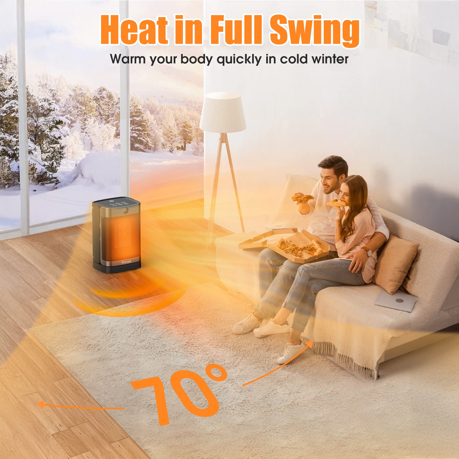 Space Heater Indoor Use, 1000W Electric Portable Heater with Thermostat, Remote, Timer, Overheat & Tip-Over Protection, Electric Heater for Large Room Office Bedroom
