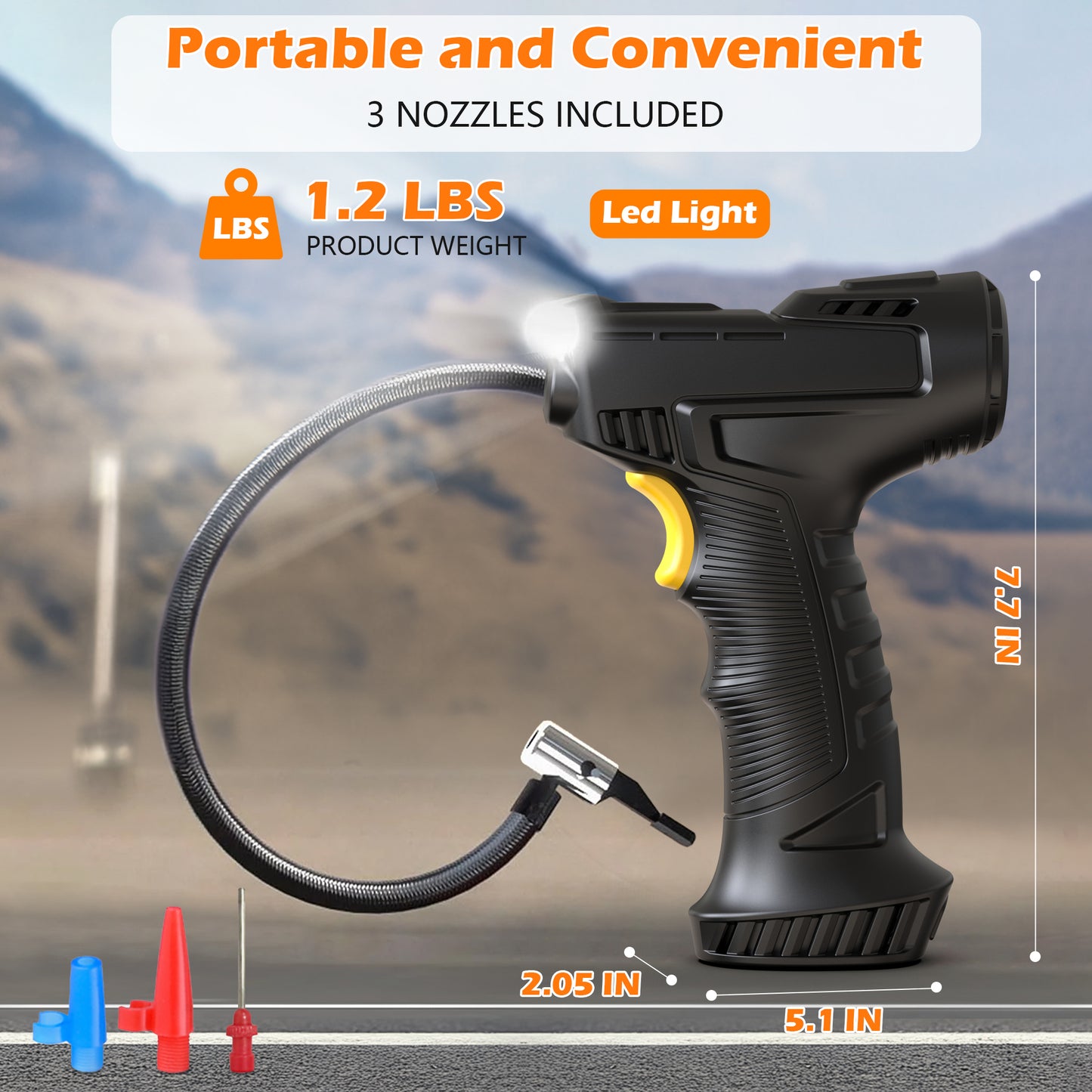 iFanze Cordless Tire Inflator Portable Air Compressor, 150PSI Air Pump with Digital Pressure Gauge, Auto Shutoff, Emergency LED Light for Car, Bike, Motorcycle, Ball