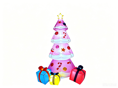 9 FT Inflatable Christmas Tree Blow-up Xmas Tree Decoration with LED Lights Star Treetop & Colorful Candy for Xmas Holiday Party Indoor Garden Patio,Pink