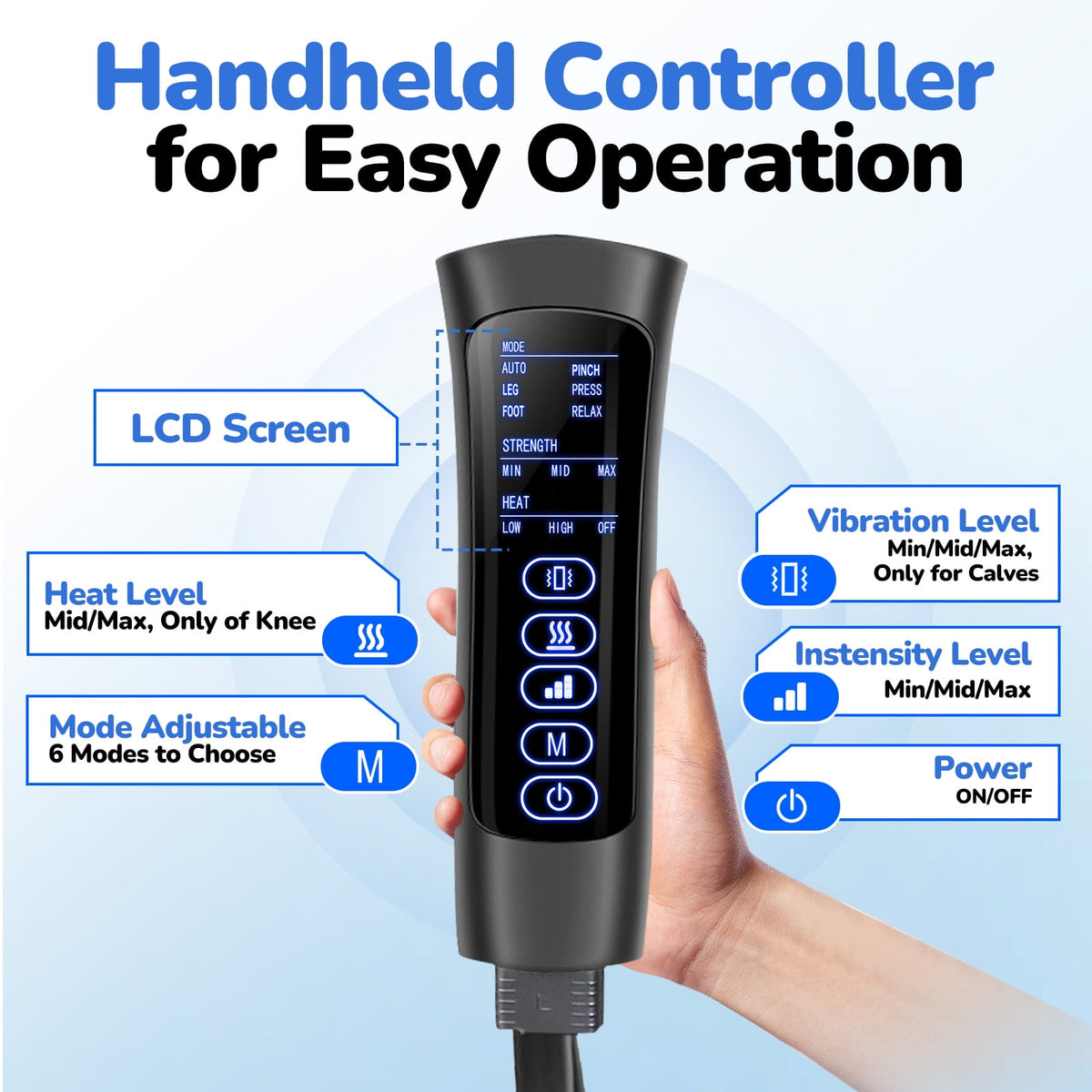 Qunler Leg Massager, Air Compression Foot Massager for Leg, Calf, Thigh, Vibration, Knee Heating, Helpful for Varicose Veins, Muscle Fatigue, Cramps, Swelling, Gift for Fathers' Mothers' Day