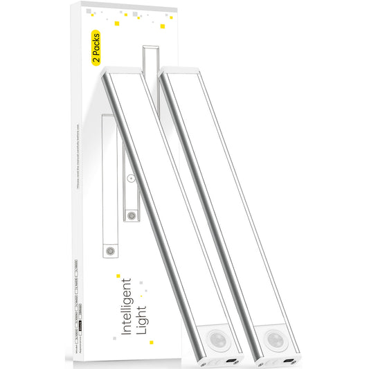 54 LED Under Cabinet Lights, 12-inch USB Rechargeable Counter Lighting Indoor Wireless Motion Sensor Light with Magnetic Strip for Kitchen Closet Wardrobe Stairs, 2 Pack