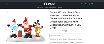 Qunler 9FT Long Santa Claus Snowman & Reindeer Group Christmas Inflatables Outdoor Decorations, Blow Up Yard Decorations with Built-in LED Lights