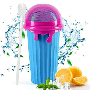 Slushie Maker Cup, Magic Quick Frozen Smoothies Cup Cooling Cup Double Layer Squeeze Cup Slushy Maker, Homemade Milk Shake Ice Cream Maker Diy it for Children and Family, Blue