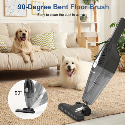 Qunler 25Kpa Corded Stick Vacuum Cleaner with Powerful Suction, 3-in-1 Lightweight Handheld Vacuum Cleaner for Home Carpet Pet Hair, Black Grey, BR602