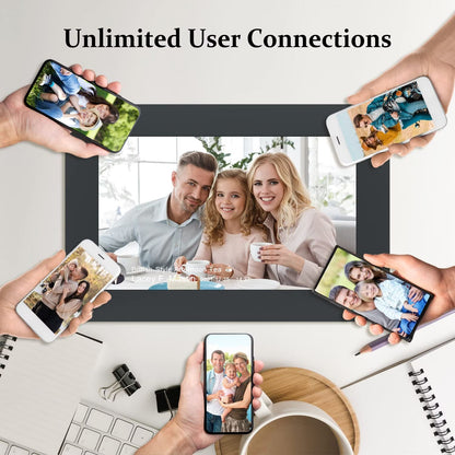 Qunler WiFi Digital Picture Frame, 10.1 inch IPS Touch Screen Smart Cloud Photo Android Uhale with 32GB Storage, Easy Setup to Share Photos or Videos via Free Uhale APP, Auto-Rotate, Wall Mountable