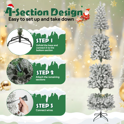 7.5FT Pre-Lit Pencil Christmas Tree, 250 Lights 1000 Tips Artificial Xmas Tree